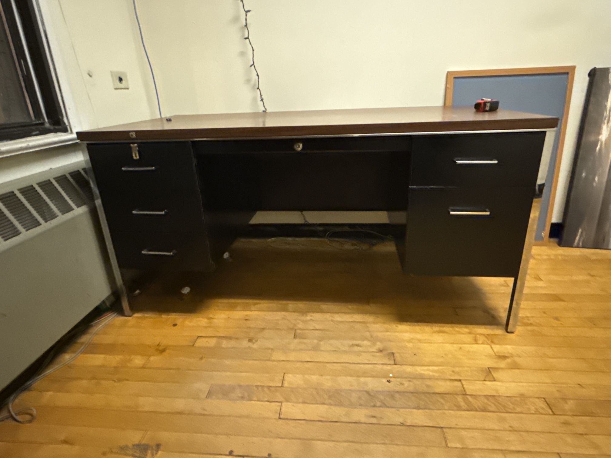 Vintage Black & Wood Desk