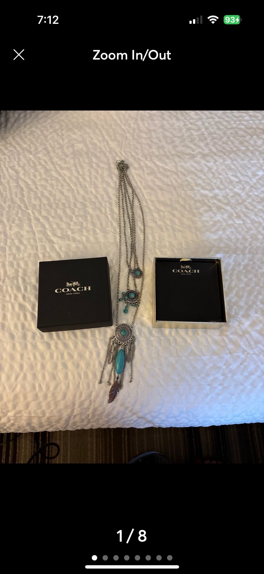Coach Turquoise Necklace. With box. CG084