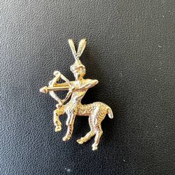 14k solid gold Sagittarius pendant