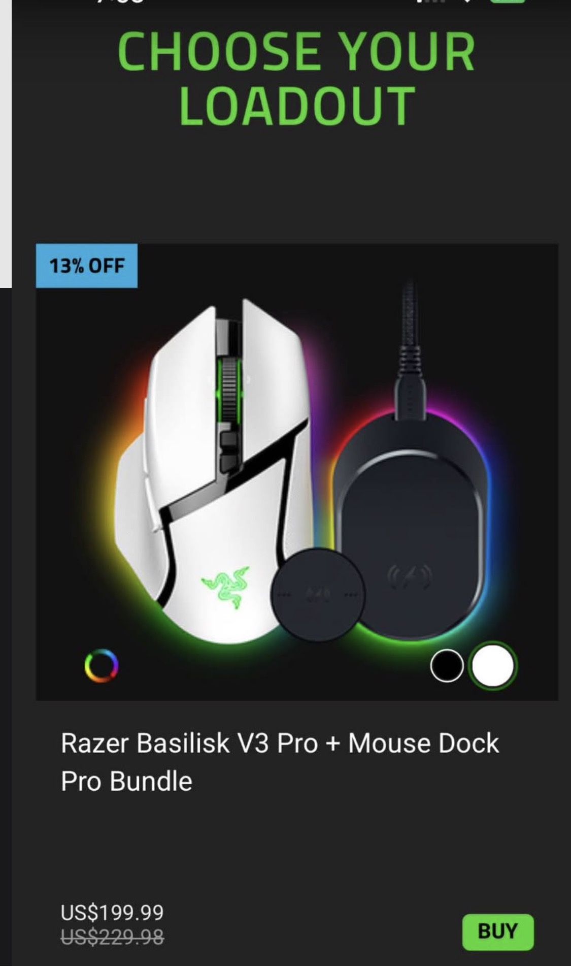Razer Mouse Basilisk V3 Pro With Dock Wireless Bundle