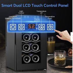 10.24 in. Single Zone 8-Bottle Wine Cooler with Removable Wire Shelves and LCD Touch Control in Black