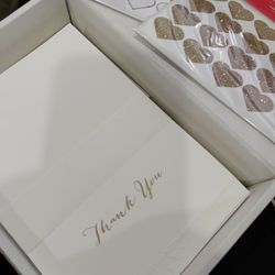 Wedding Thank You Cards 100 Count -  Plus Gold Glitter Heart Stickers