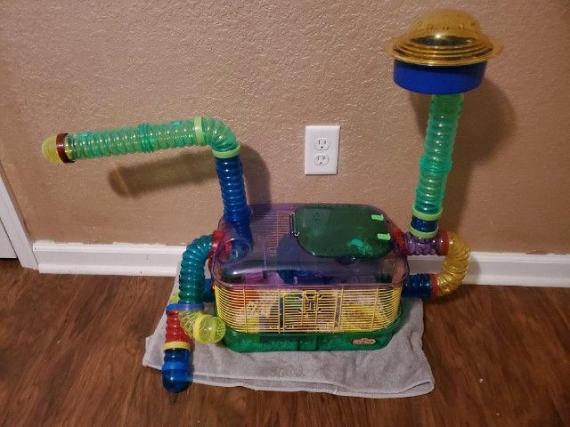 Free Hamster Cage, Ball And Supplies