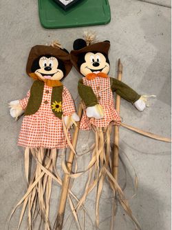 Disney Mickey and Minnie Mouse Scarecrow Garden Stakes