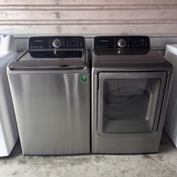 Gray Samsung Washer And Electric Dryer Matching Set