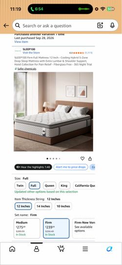 SLEEP100 Firm Full Mattress 12 Inch