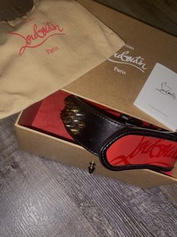 Christian Louboutin LOUBI Logo Spike Studded Leather Belt
