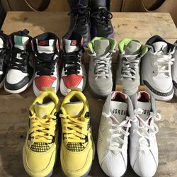 Lot of 7 Nike Air Jordan Kids Shoes - Sz 12C - 13.5C