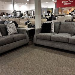 $39 Down with Easy Financing or $1099 will get this brand new Amor Alexandria Sofa and Loveseat Set Made in USA.  Fast delivery Easy financing: no cre
