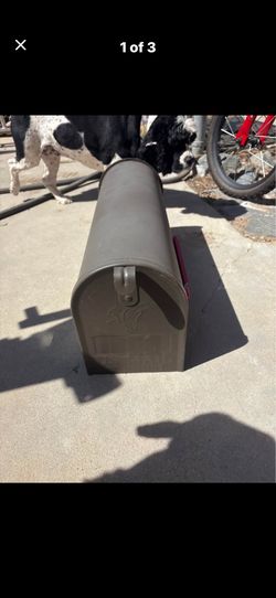 Rural metal mailbox with postal flag brown, heavy duty