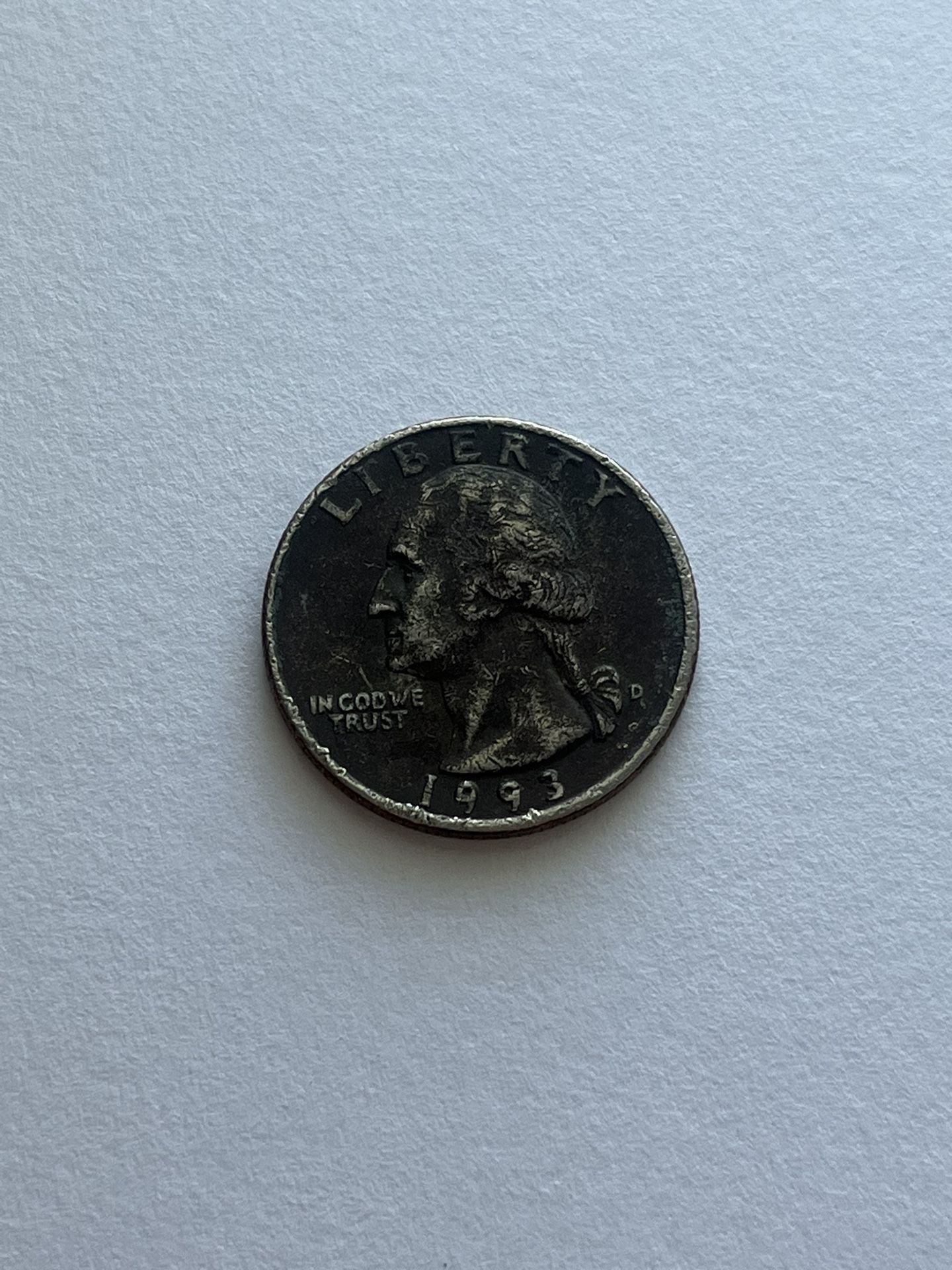 1993 P Washington Quarter Error Black Beauty Extremely Rare