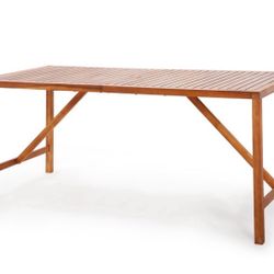 New Costaway Natural Acacia Wood Outdoor Patio Rectangular Dining Table