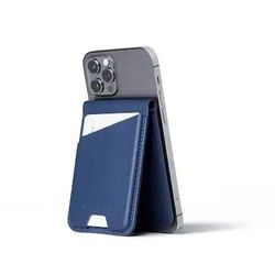 Mujjo - Apple iPhone Leather MagSafe Wallet Stand - Monaco Blue