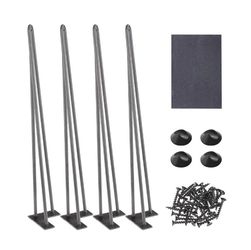 Hairpin Legs Raw Steel Metal for Building Table Chairs Desks 28 Inch w/ Feet Set of 4 - Remodeling Needs - New Year’s Sale