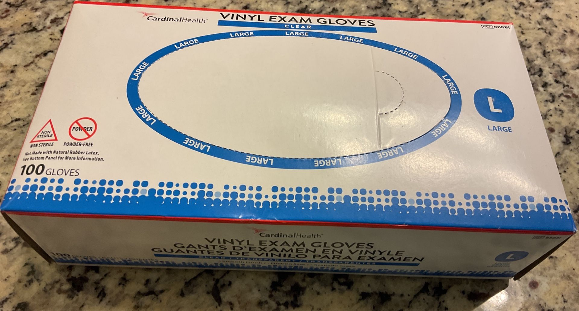 Cardinal Health Clear Vinyl Exam Gloves - Large - 100 Gloves To Box