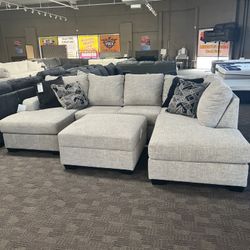 Grey Double Chaise U Shaped Sectional 
