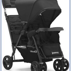 Joovy Caboose Too Ultralight Graphite Stand-On Double Stroller with Universal Car Seat Adapter, 3-Way Reclining Seats, Option to Use Rear Seat, Bench 