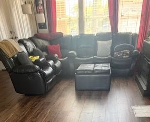 Recliner couch and Ottoman