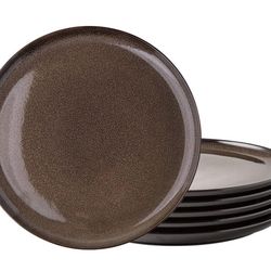 LERATIO Ceramic Plates Set of 6, 8.5 Inch Reactive Glaze Light Weight Porcelain Salad Plates,Modern Shape Dinnerware Dishes Set for Microwave&Dishwash