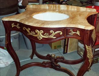 Onyx marble vanity sink w/matching mirror