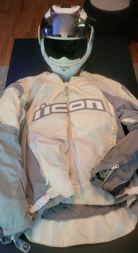 Icon Motorcycle Helmet And Jacket