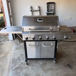 5-Burner Propane Gas Grill in Stainless Steel with Side Burner and Foldable Side Shelf