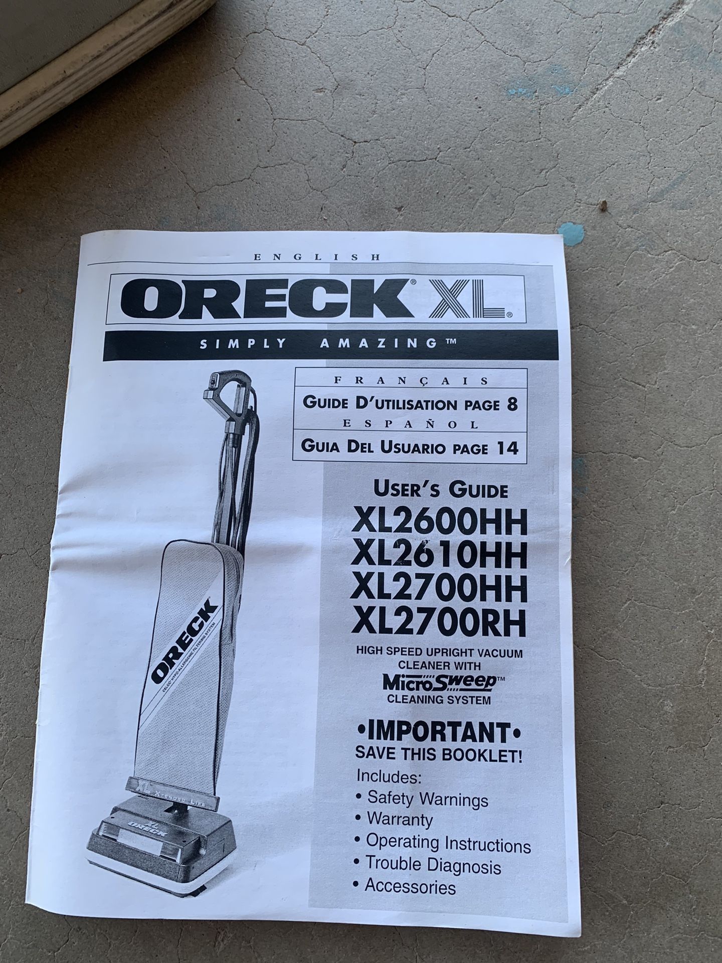Oreck XL Upright Vacuum Used Works Great for Sale in Apache