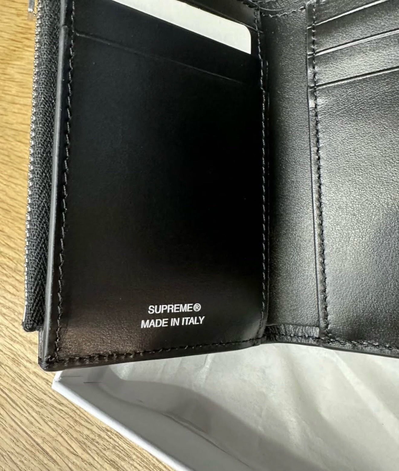 Supreme leather chain wallet black