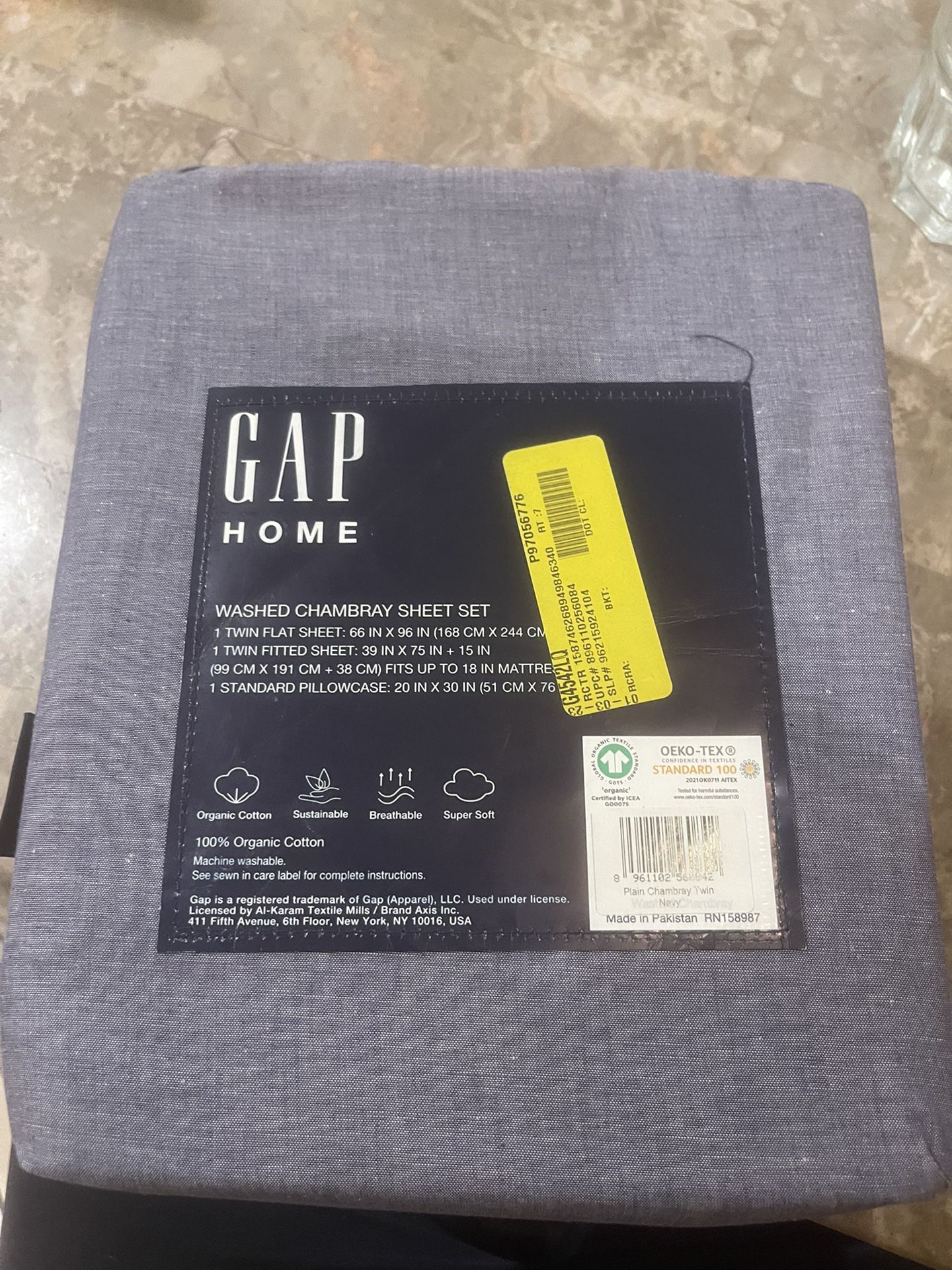 Gap Home Yarn Dyed Organic Cotton Washed Chambray Sheet twin Set