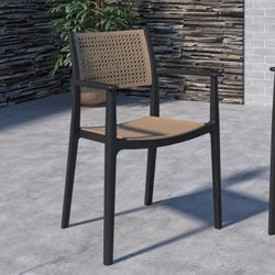 Brand New Black Stackable Dining Chair Made Of High-Quality Resin, Outdoor & Patio Furniture
