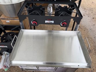 Brand New 20 PSI Double Burner + Steel Griddle/Plancha