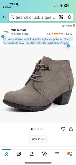 VJH confort Women's Ankle Boots,Lace-up Round Toe Comfortable Low Heel Dress Booties with Side Zipper