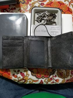 Calvin Klein leather trifold wallet with chain