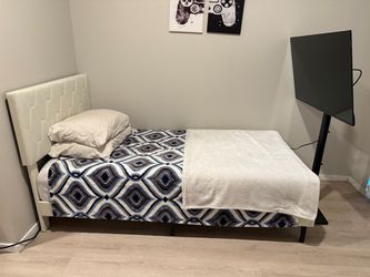 Twin Upholstered Bed Frame - Only Bed