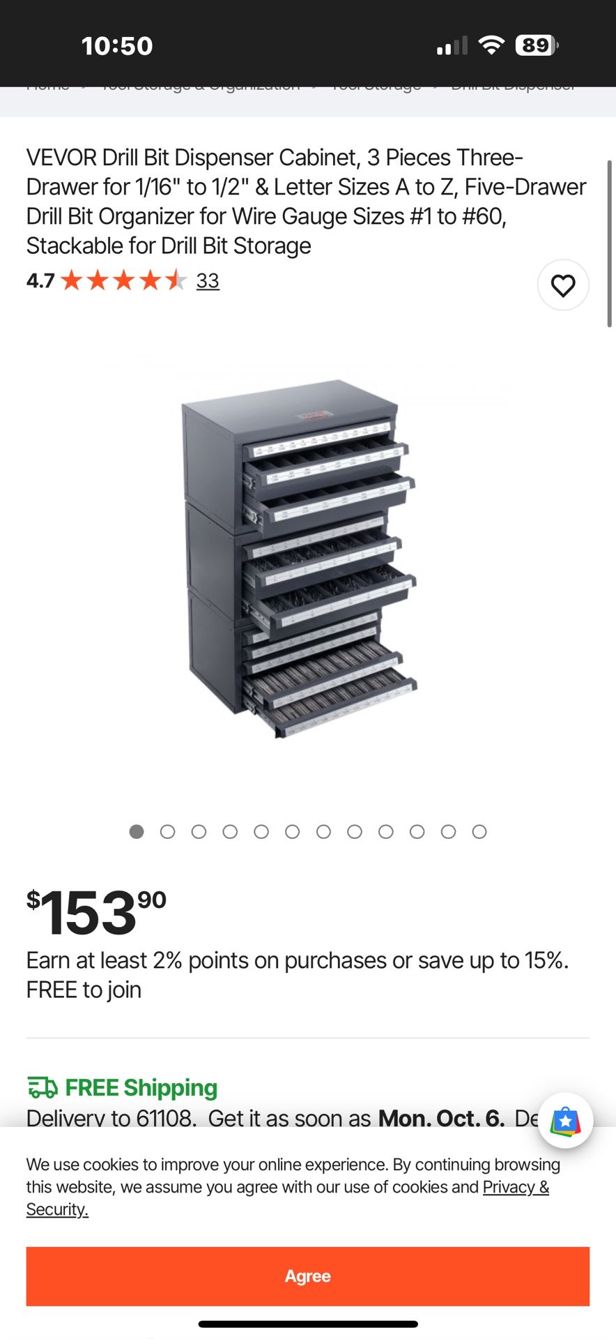 Vevor drill bit cabinet 