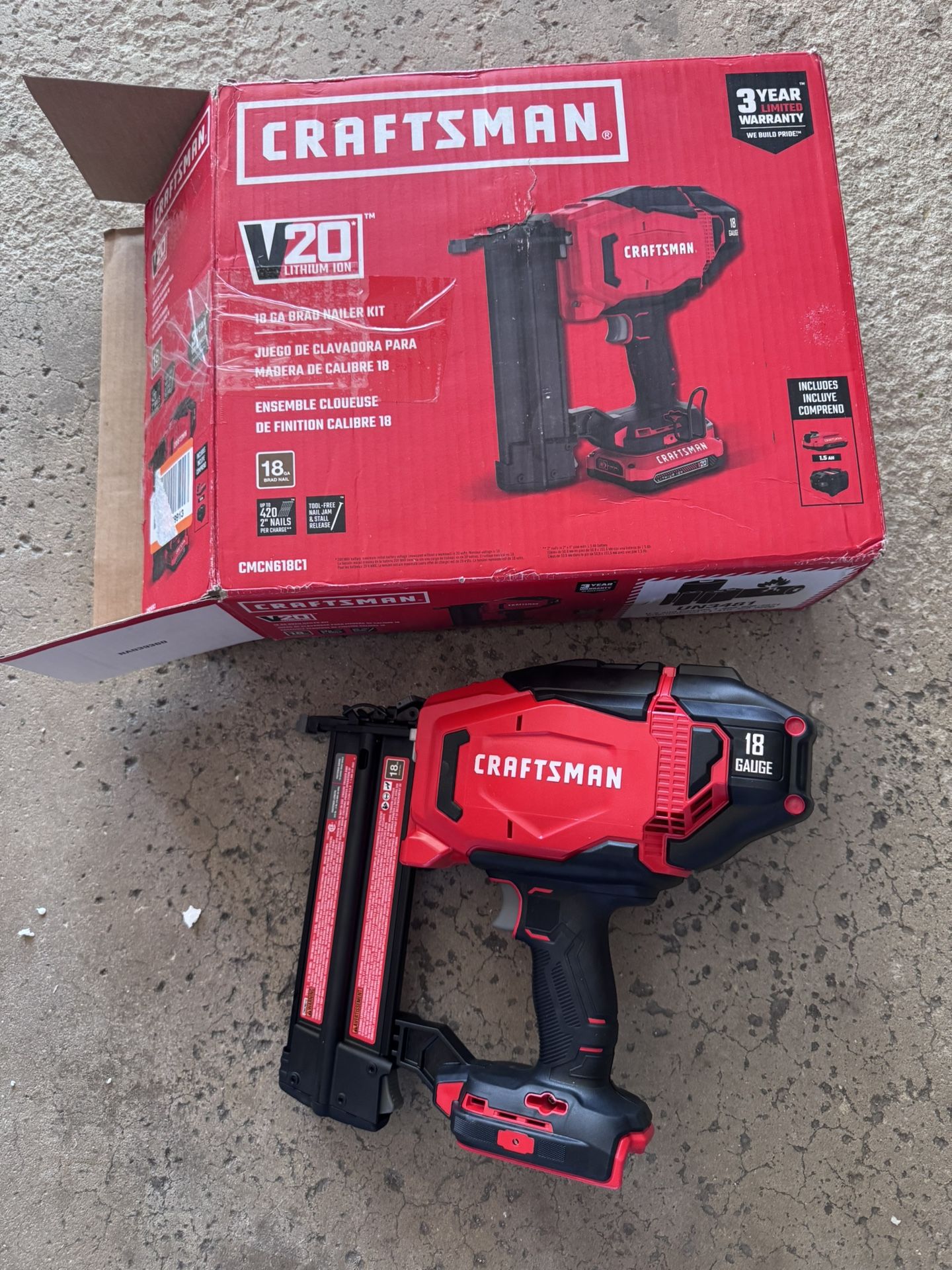 CRAFTSMAN V20 2-in 18-Gauge Cordless Brad Nailer No (Bare Tool)