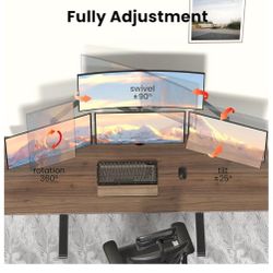 Quad Monitor Mount for 17-32 Inches - Fully Adjustable Heavy Duty 4 Monitor Arm Desk Mount, Max Load 22lbs per Screen, Clamp/Grommet, VESA 75/100 mm, 