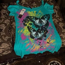 Blue Shirt With Butterfly 