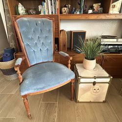 Vintage Blue Velvet Chair