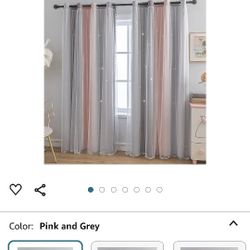 Double Sided Pink Ombre Curtains For Kids Girls Bedroom Blackout Double Layer Star Cutout Curtains Striped For Nursery Baby Window Wall 2 Panels Gromm