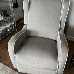 Grey High Back Wing Chair