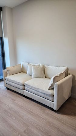 Chenille Cloud Loveseat Sofa and Chair Set, Beige White