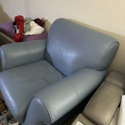 MOVING MUST SELL- ALL LEATHER BLUE CHAIR