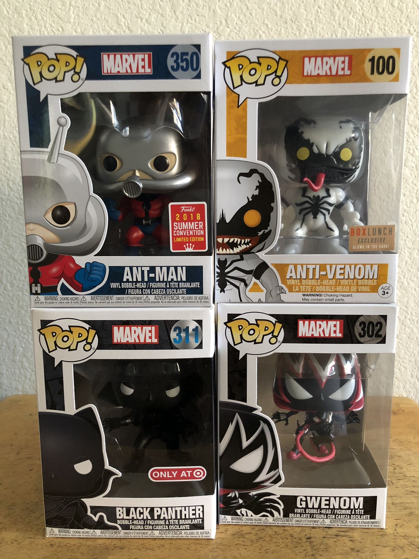 Funko Pop! Marvel Anti Venom & Gwenom Lot of 4