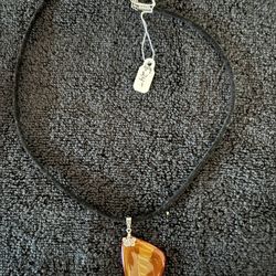 Handmade Earth-Tone Glass Pendant Necklace