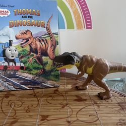 THOMAS & FRIENDS - BOOK AND DINOSAUR!!  BRAND NEW! “ THOMAS AND RHE DINOSAUR”