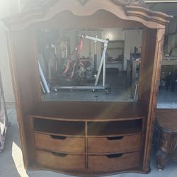 Solid Wood Dresser with Hutch / Entertainment Center
