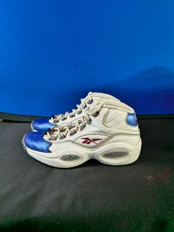 Reebok Question Vintage Mid Blue Toe Allen Iverson White/ Blue  (Size 8)