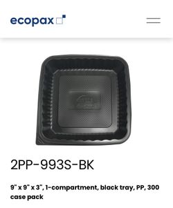 Ecopax 9x9x3 Black Food Trays 300 Pack