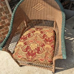 1 Wicker Chair In Good Shape. New Cushion Seat Included 